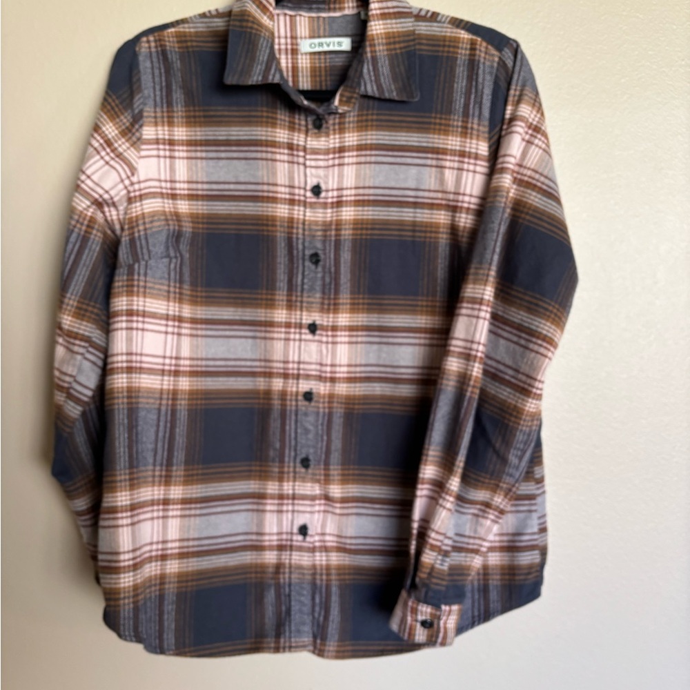 Orvis Men's Plaid Shirt - Blue and Brown